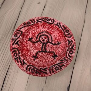 R.D. Guillen Hand Made Studio Pottery Reds & Pink Splash Of Black Primitive Look